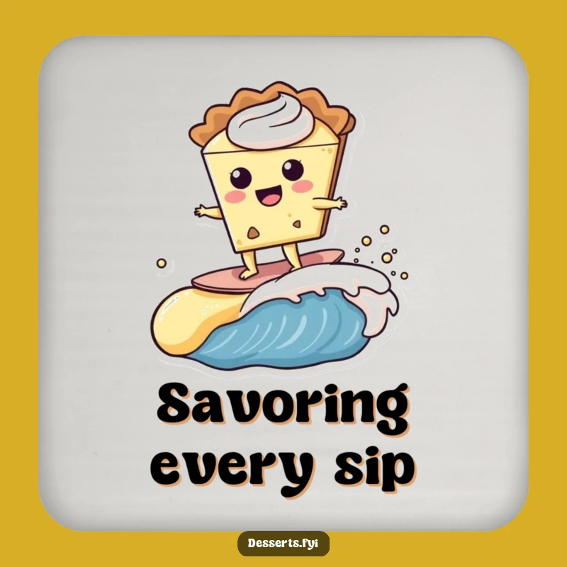 Funny Pie Character Custard Wave Coaster - Protect Surfaces with Sweetness