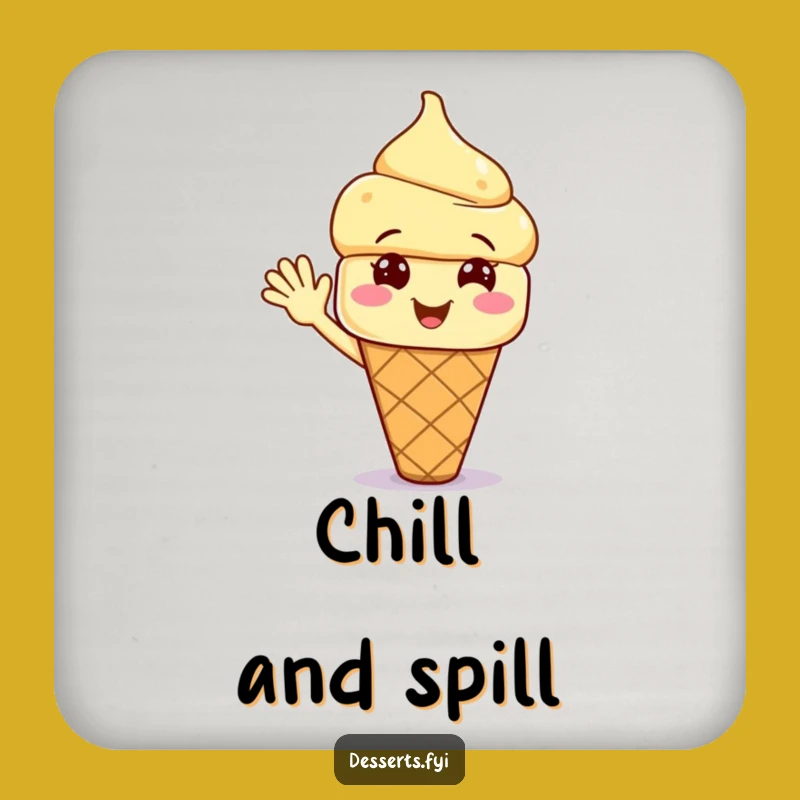 Funny Waving Ice Cream Coasters: Protect Surfaces with Sweet, Cheerful Humor