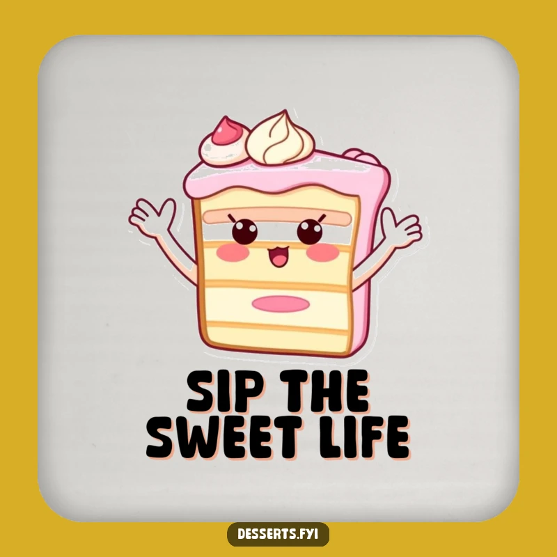 Funny Cake Slice Coaster: Protect Surfaces with Waving Frosting Arms!