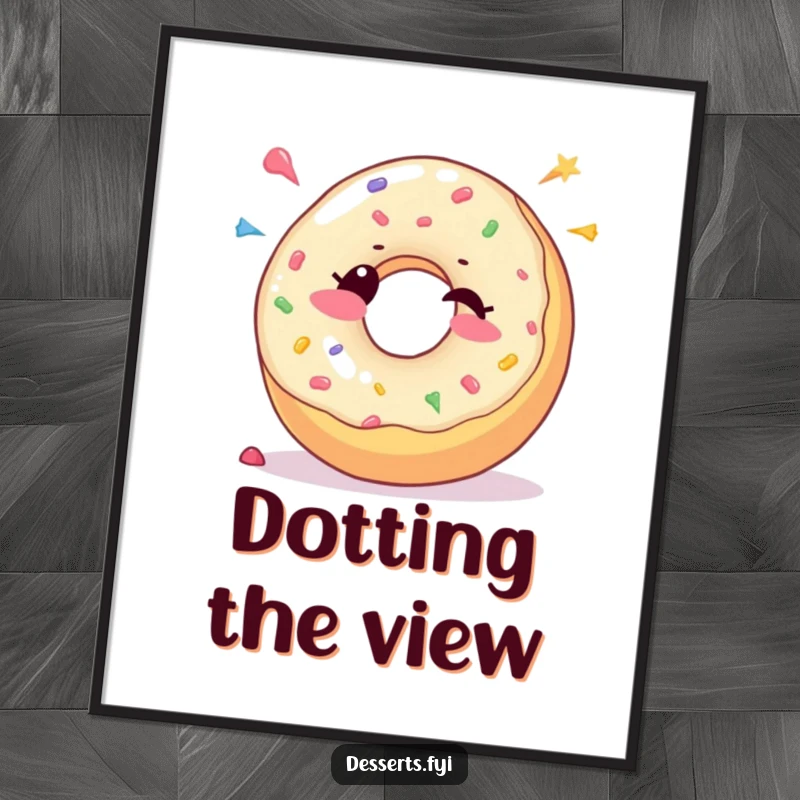 Funny Poster: A joyful donut character winks and sprinkles colorful candy dots, creating a sweet and humorous piece of art.