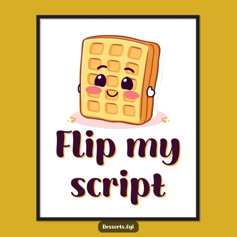 Funny Waffle Flipping Poster: Hilarious Enthusiastic Art for Cheerful Wall Decor