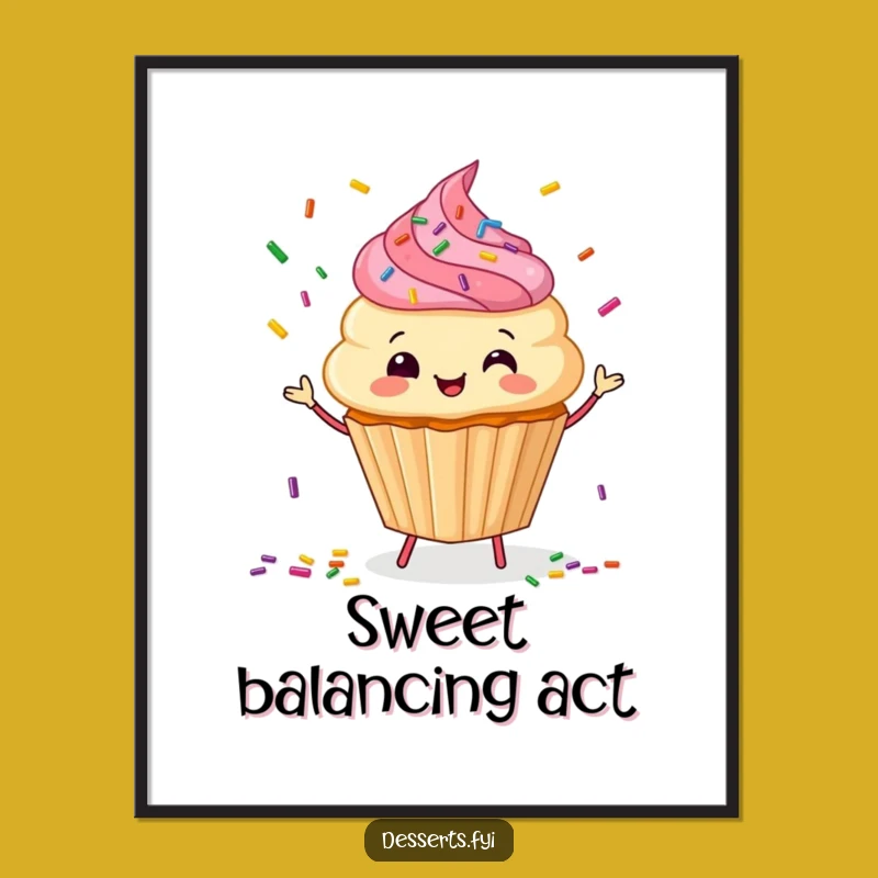 Funny Cupcake Juggling Poster: Decorate with Sweet Humor and Joy