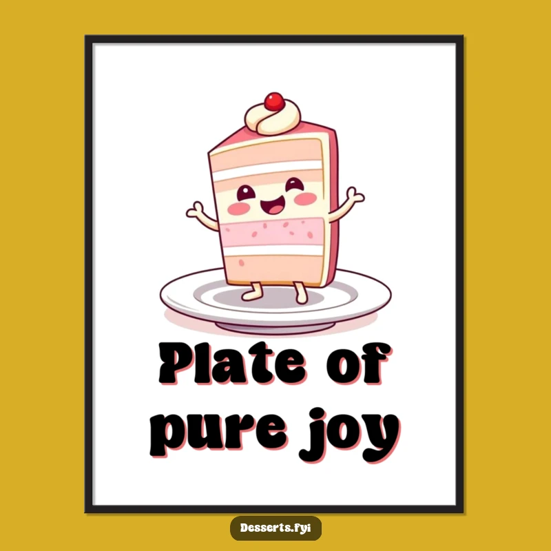 Funny Dessert Poster: Dancing Cake Character, Hilarious Foodie Decor Funny Gift