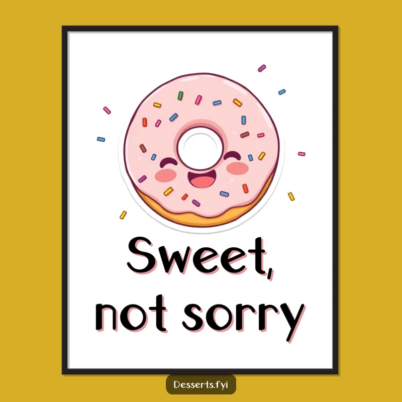 Funny Donut Character Poster: Sprinkle Joyful Vibes with this Funny Decor