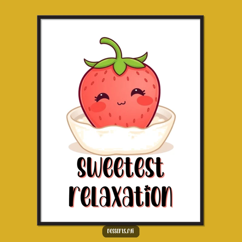 Funny Strawberry Cream Poster: Blissful Art, Relaxing Decor Gift