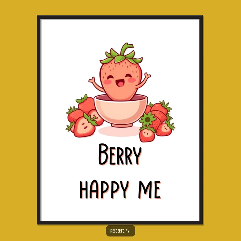 Funny Strawberry Splash Poster: Add Fruity Fun to Your Wall Decor