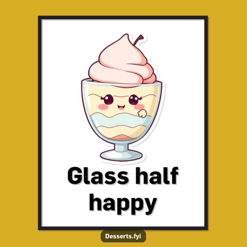 Funny Dessert Art Poster: Giggling Parfait Character, Perfect Funny Gift