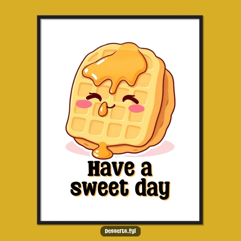 Funny Waffle Art Poster: Cheeky Wink Decor, Whimsical Breakfast Vibes, Great Funny Gift