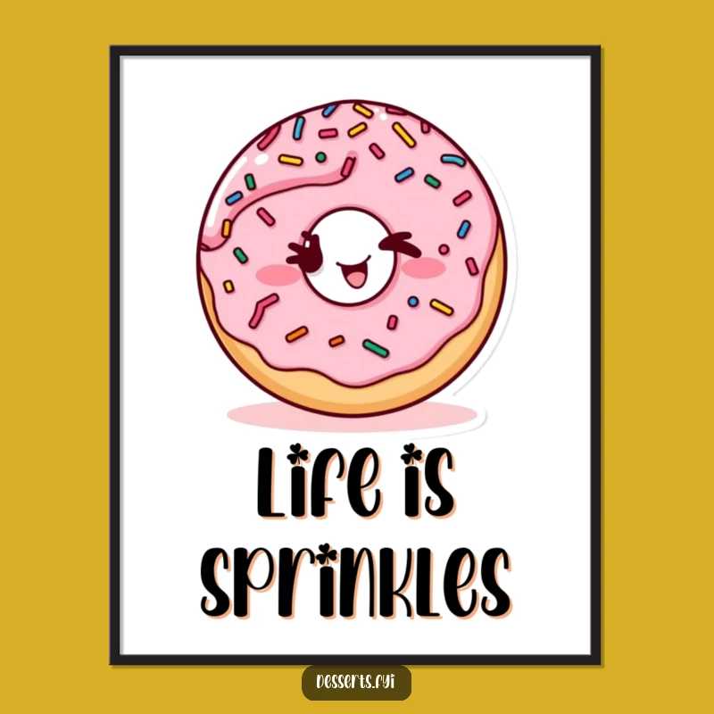 Funny Winking Donut Poster: Playful Sprinkled Art for a Humorous Home Decor Touch