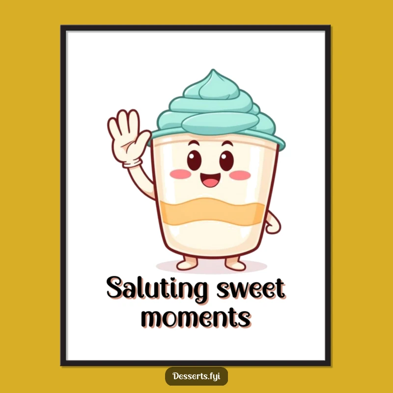 Funny Pudding Cup Poster: Add Playful Charm to Your Space, A Whimsical Funny Wall Art Gift