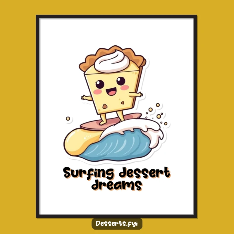 Funny Pie Character Custard Wave Poster - Sweet Art Print