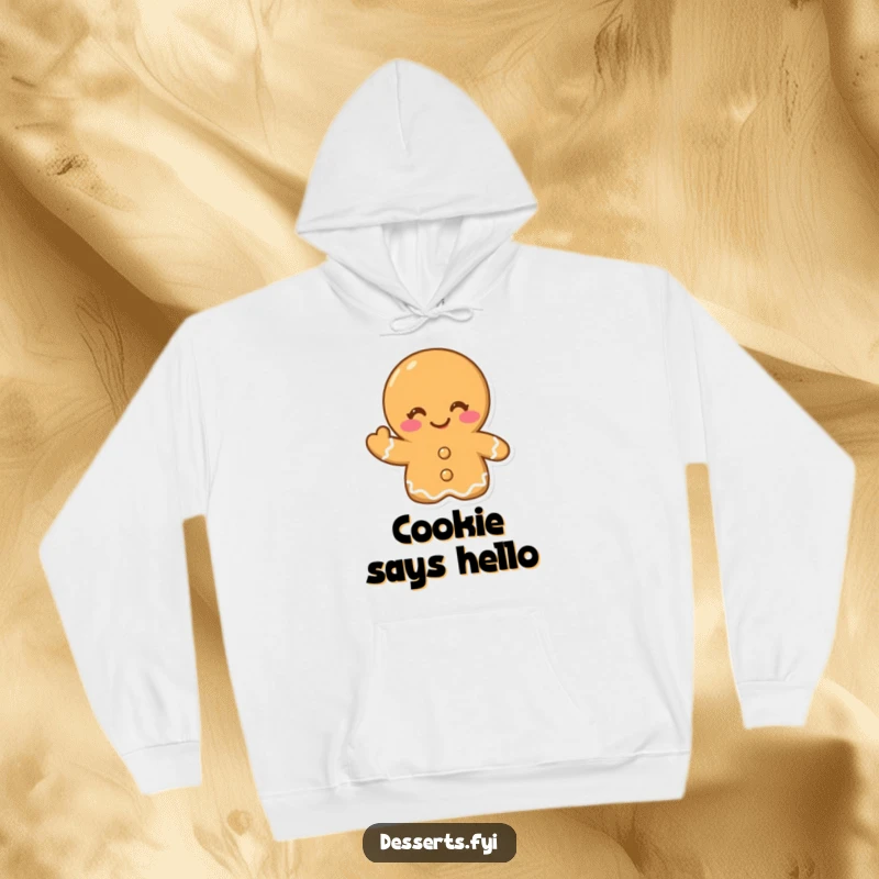 Funny hoodie featuring a winking gingerbread cookie giving a cheerful wave, providing cozy warmth and playful holiday spirit, perfect for casual wear.