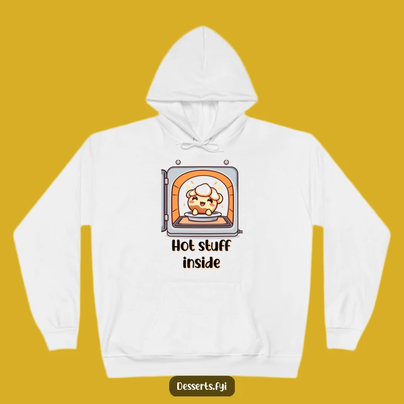 Cozy Funny Hoodie: Delighted Pie Character's Oven Warmth for Comfort