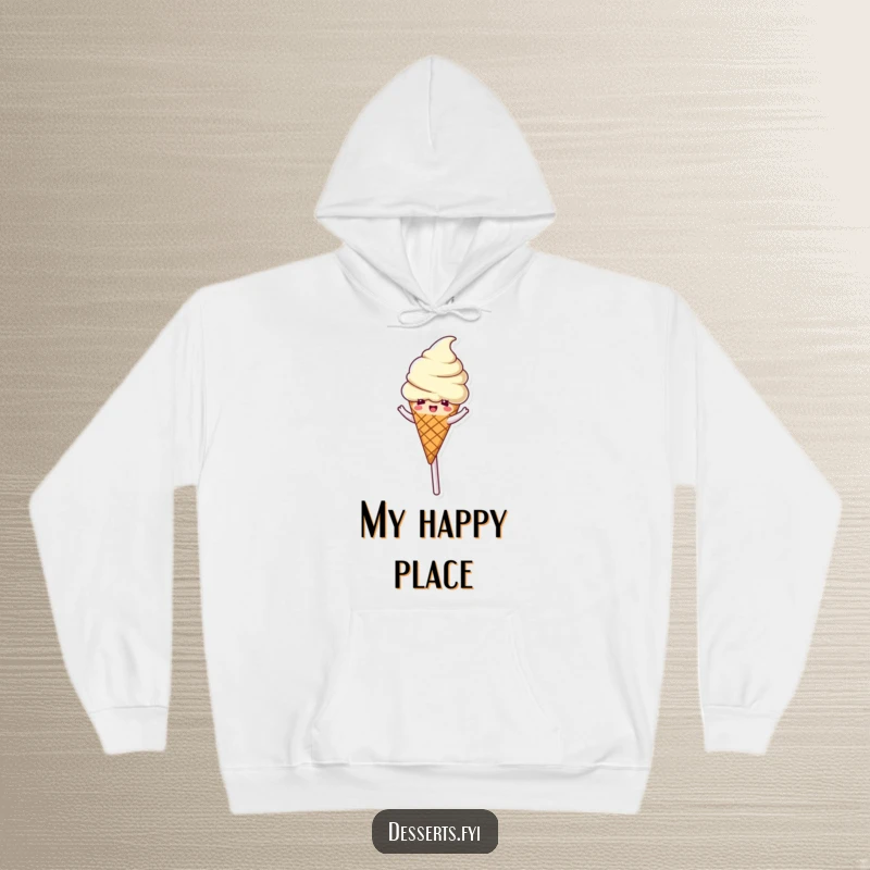 Funny Hoodie: A delighted ice cream cone spins on a lollipop, offering cozy comfort and sweet, playful charm.