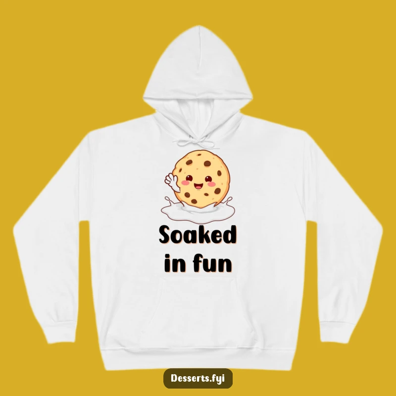 Funny Cookie Milk Hoodie: Happy Waving Character - Cozy & Humorous Comfort