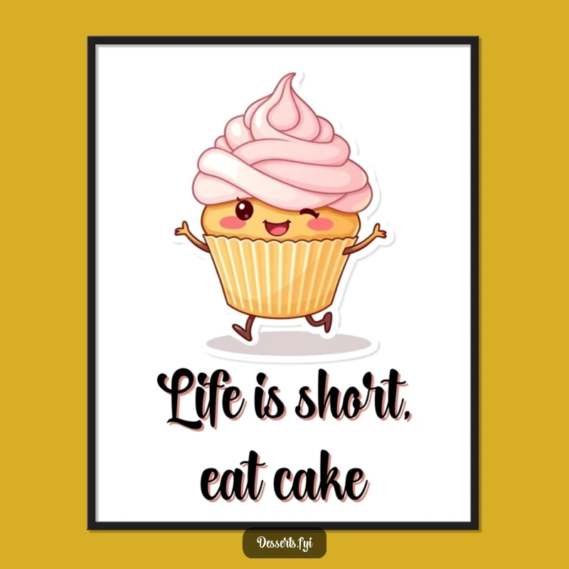 Free Printable Funny Cupcake Wall Art - Skipping Frosty Downloadable Home Decor