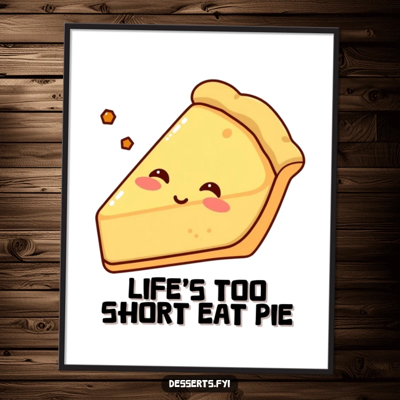 Funny Free Printable Wall Art: A content pie slice with a crusty edge sighs happily, bringing warmth and humor.