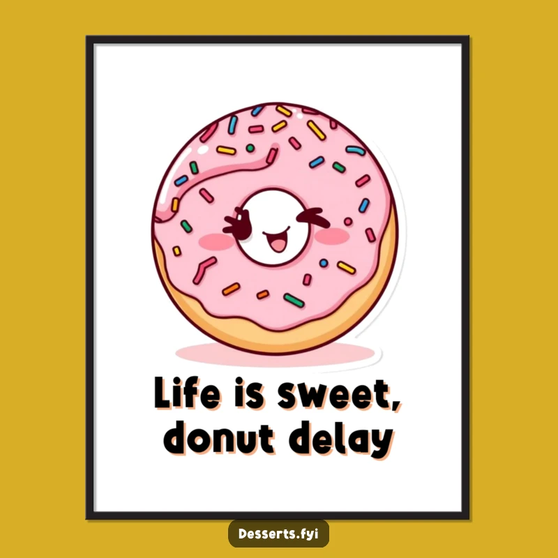Free Printable Wall Art: Playful Winking Donut Character for a Humorous & Sweet Decor