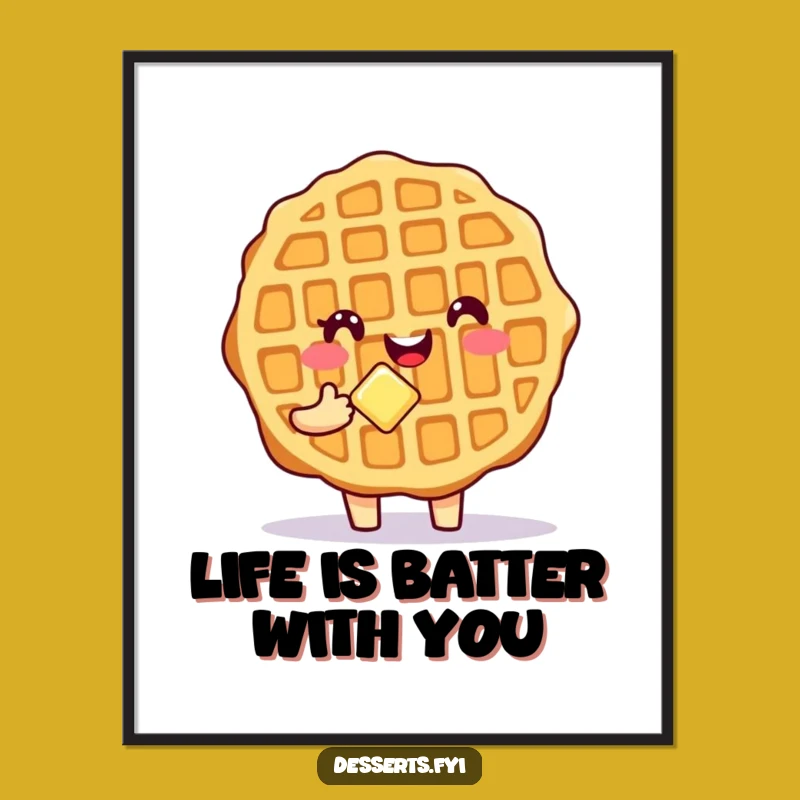 Funny Free Printable Waffle Wall Art - Cute Downloadable Home Decor Gift