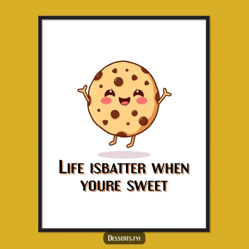 Funny Free Printable Wall Art: Dancing Cookie Downloadable Art Gift