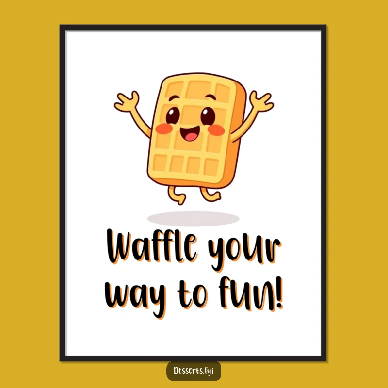 Funny Free Printable Wall Art: Smiling Waffle Jumping Jacks, Downloadable Decor