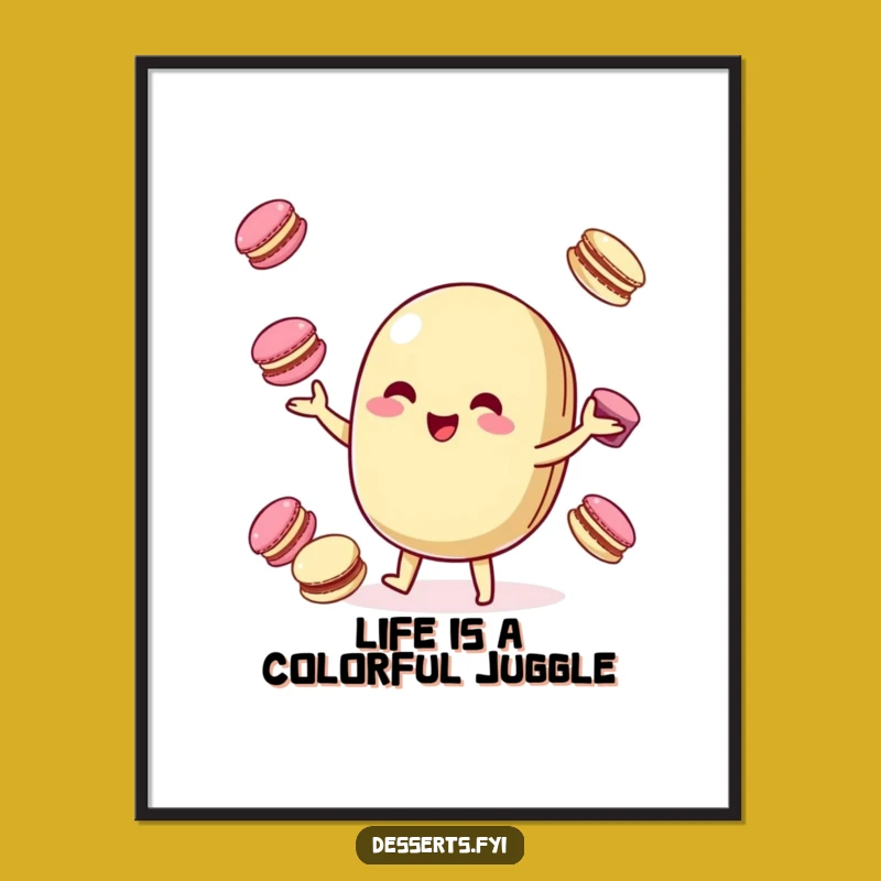 Funny Free Printable Wall Art: Whimsical Macaroon Character for a Playful Space