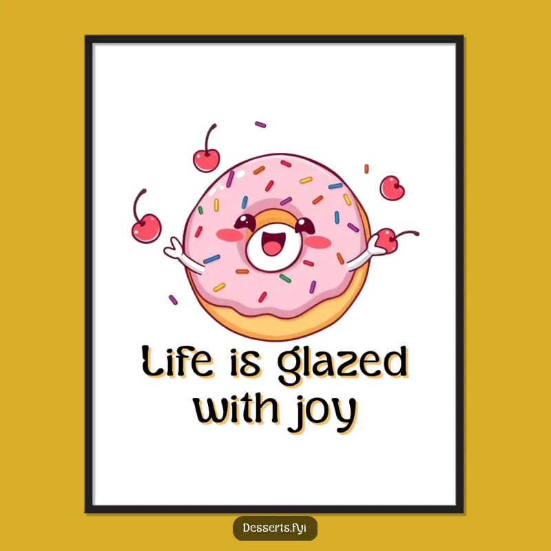 Free Printable Donut Wall Art: Funny Juggling Donut Downloadable Art Gift