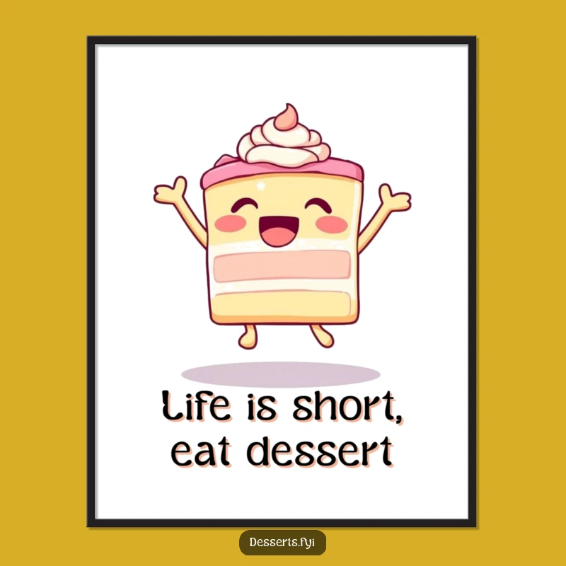 Funny Printable Wall Art: Ecstatic Cake Design, Free Downloadable Decor Delight