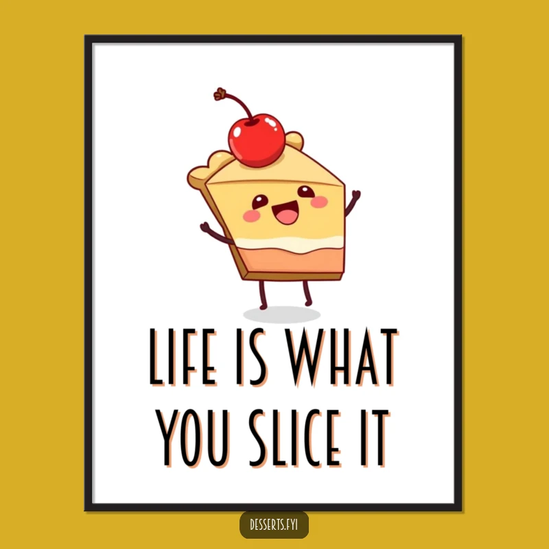 Funny Free Printable Wall Art: Dancing Pie Slice, Humorous Downloadable Decor Gift