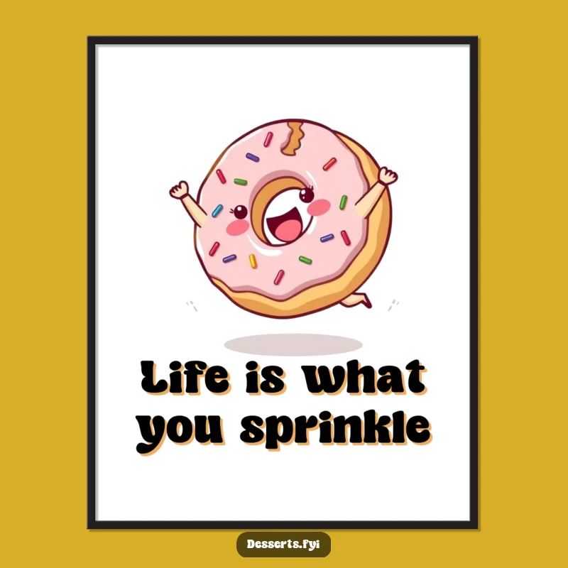 Free Printable Funny Donut Wall Art - Cartwheeling Sprinkles Downloadable Decor