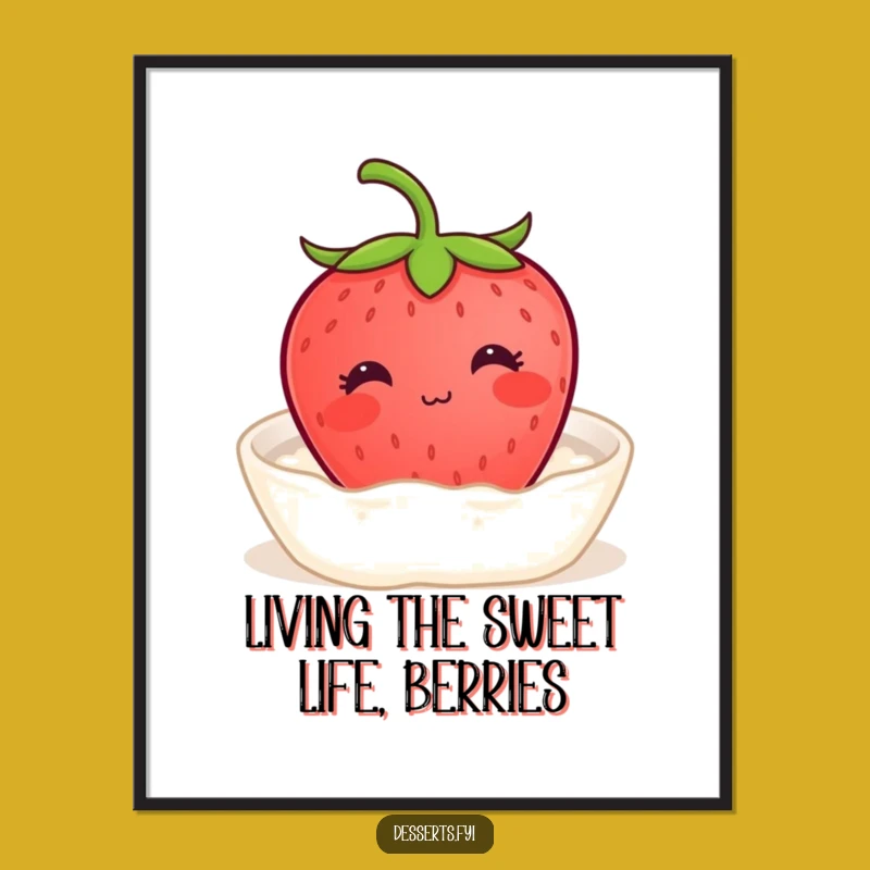 Funny Free Printable Wall Art: Strawberry Cream Bath, Relaxing Downloadable Art for Your Home