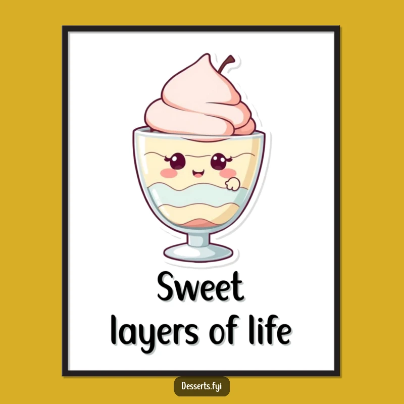 Funny Free Printable Wall Art: Giggling Parfait Character for Sweet and Quirky Decor