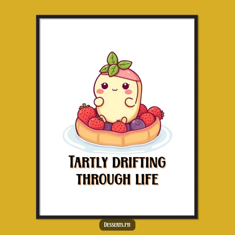 Funny Free Printable Wall Art: Buoyant Tart Character, Downloadable Whimsical Art