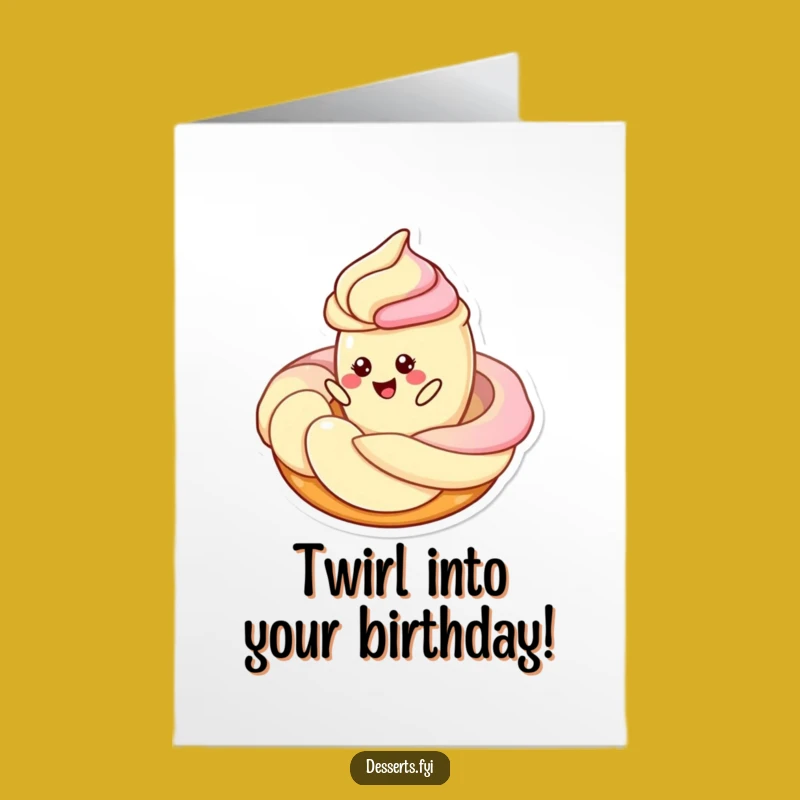 Free Printable Birthday Card: Cheerful Pastry Twirling, Downloadable Funny Gift
