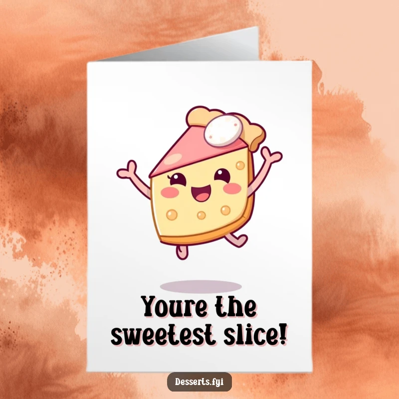 Funny Free Printable Birthday Card featuring a joyful pie leaping mid-air, celebrating with pure delight and energy.