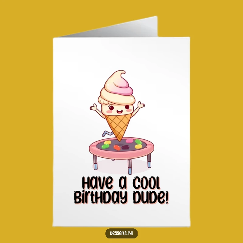 Free Printable Ice Cream Birthday Card: Funny Bouncing Cone Downloadable Gift