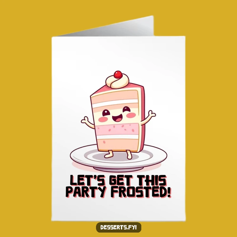 Free Printable Funny Birthday Card: Dancing Cake Character - DIY Downloadable Gift