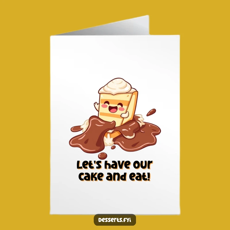 Free Printable Cake Birthday Card: Chocolate River Slide, Downloadable Funny Gift
