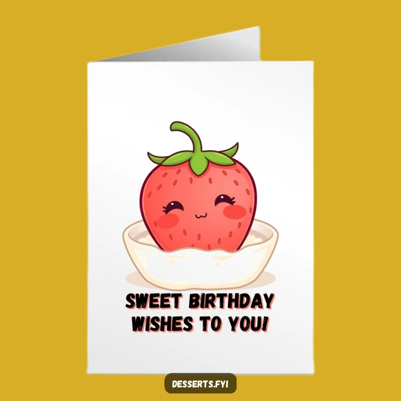 Free Printable Birthday Card: Strawberry Cream Bath, Relaxing Funny Downloadable Gift!