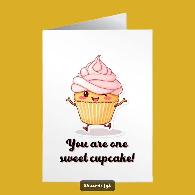Free Printable Funny Cupcake Birthday Card - Skipping Frosty Downloadable Gift