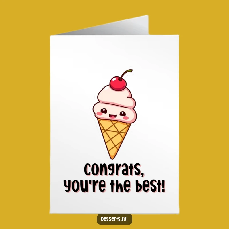 Free Printable Ice Cream Congrats Card - Giggling Cone Downloadable for Any Occasion