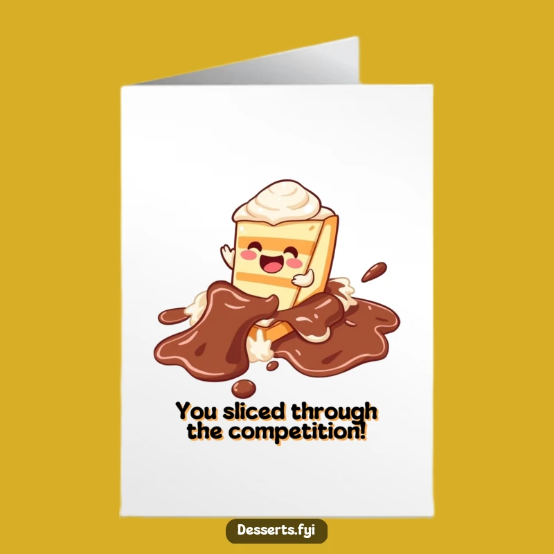 Free Printable Cake Congrats Card: Chocolate Slide Celebration, Downloadable Gift