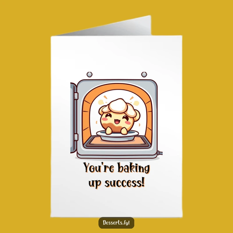 Free Printable Congrats Card: Baked Pie Character Celebrating Your Success