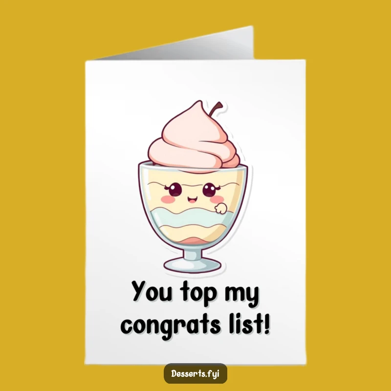 Free Printable Congratulations Card: Giggling Parfait Pops Out to Celebrate Success!