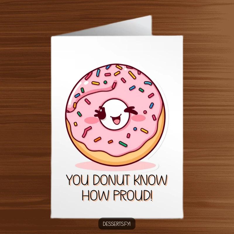 Funny Free Printable Congratulations Card with a winking donut character, celebrating success with sweetness and a playful wink.