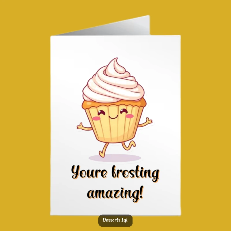 Free Printable Cupcake Congrats Card: Funny Skipping Dessert Downloadable