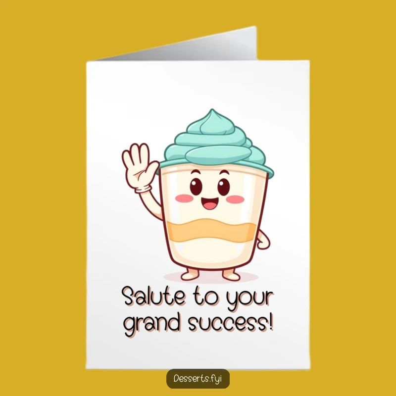 Funny Free Printable Congrats Card: Pudding Salutes Success, Downloadable Gift