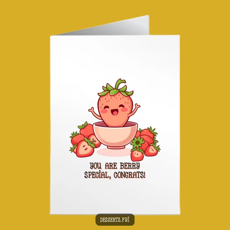 Berry Congrats Card: Free Printable Strawberry, Jump for Joy, Downloadable