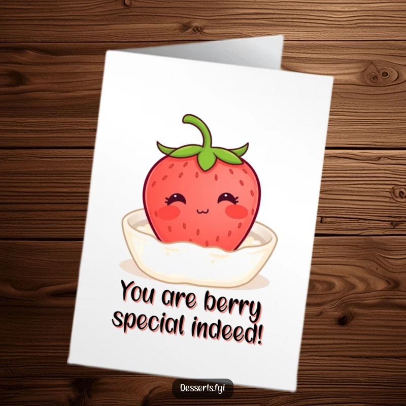 Funny Free Printable Congratulations Card: A strawberry enjoys a creamy bath with a peaceful smile, celebrating a calm achievement.