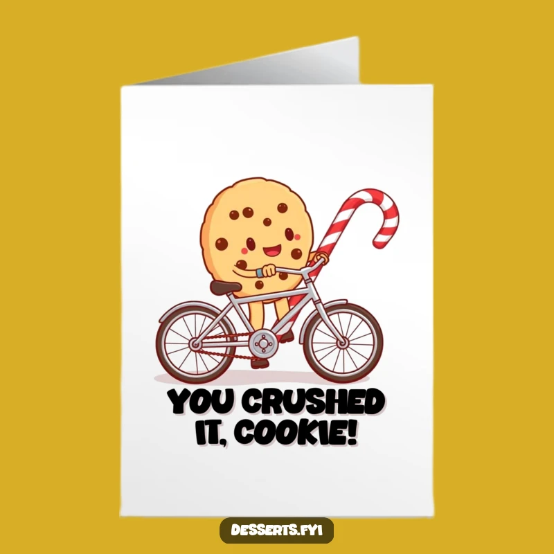 Free Printable Congrats Card: Cookie Cyclist Victory Lap, Downloadable Funny Gift